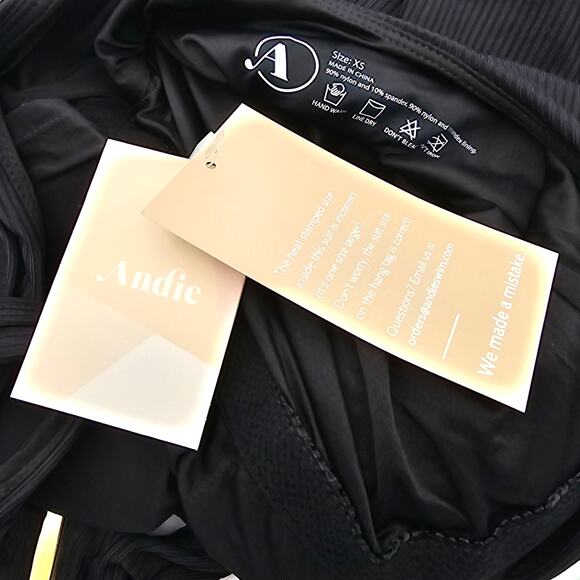 Andie Swim Womans size XXS The Catalina Ribbed One Piece Swimsuit in Black NEW - Picture 5 of 8